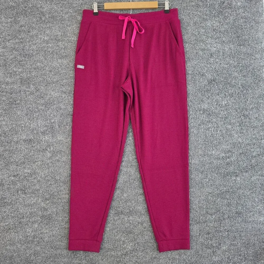Figs Pants Men Large Off Shift Waffle Jogger Pink Knit Lounge Casual Sweatpants